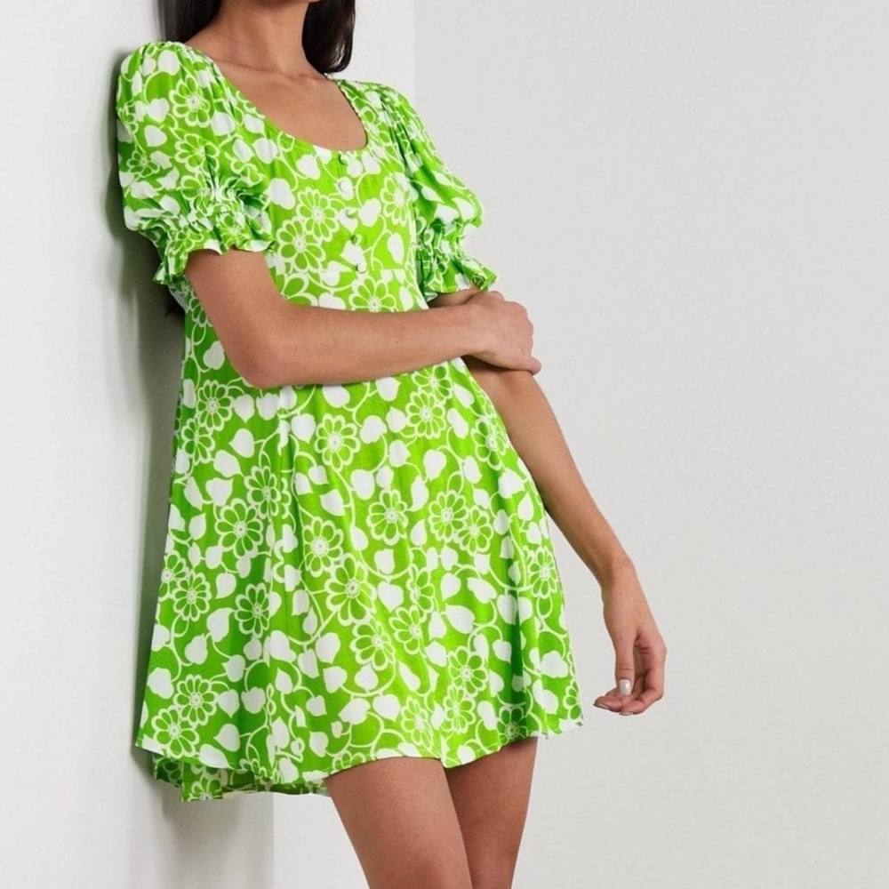 FAITHFULL THE BRAND La Barben floral print crepe mini dress, Size 2